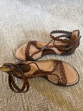 b.o.c. Braided Brown Leather Sandals